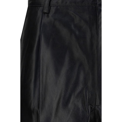 R13 Black Calf Leather Bos Taurus Bermuda Shorts