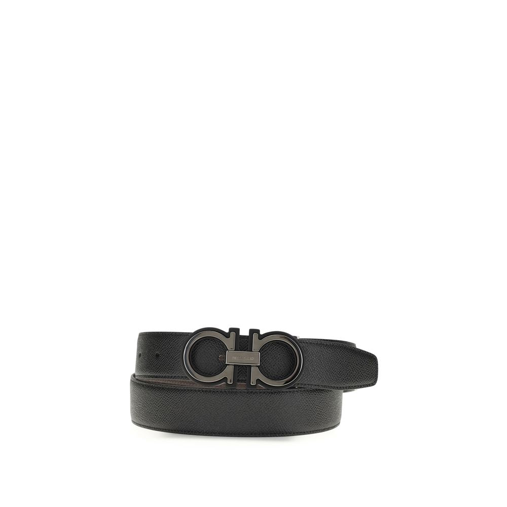 Ferragamo Black Calf Leather Bos Taurus Regular Belt