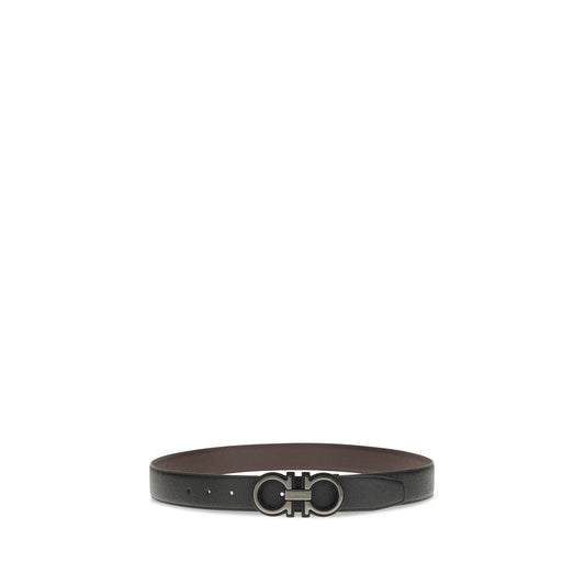 Ferragamo Black Calf Leather Bos Taurus Regular Belt