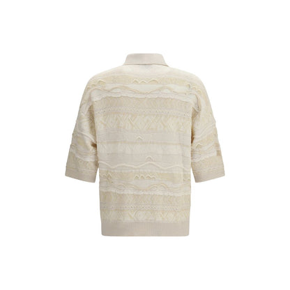 Laneus White Cotton Polo Shirt