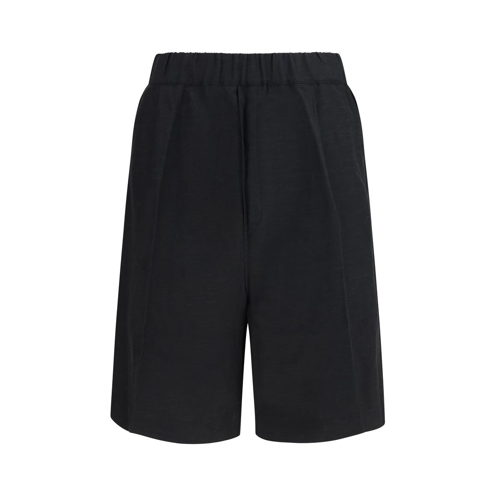 Laneus Black Viscose Bermuda Shorts