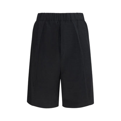 Laneus Black Viscose Bermuda Shorts