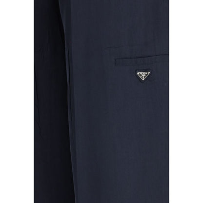 Prada Blue Silk Casual Pants