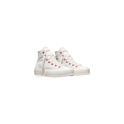Converse White Fabric Platform Sneakers