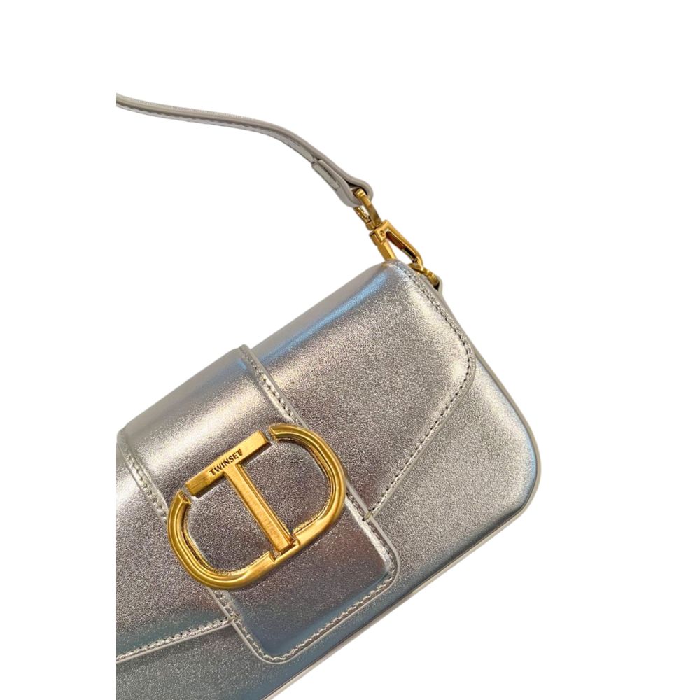 Twinset Silver PU Women Shoulder Bag