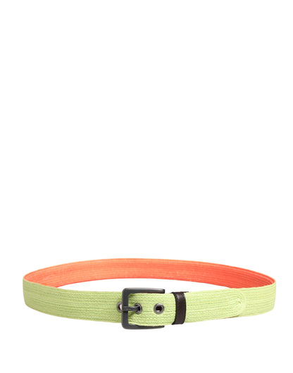Malo Green Orange Braided Metal Buckle Waist Cintura Belt