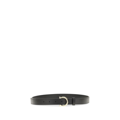 Ferragamo Black Calf Leather Bos Taurus Regular Belt