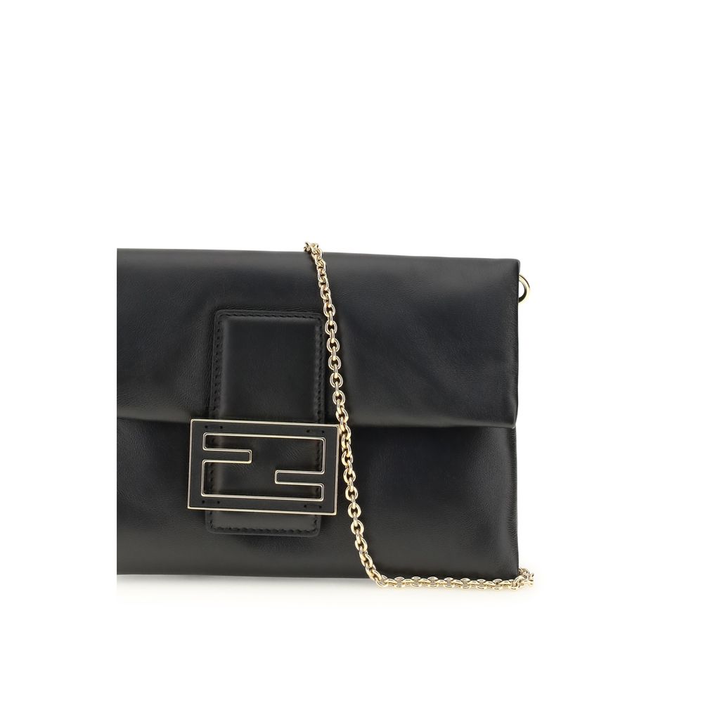 Fendi Black Calf Leather Bos Taurus Clutch Bag