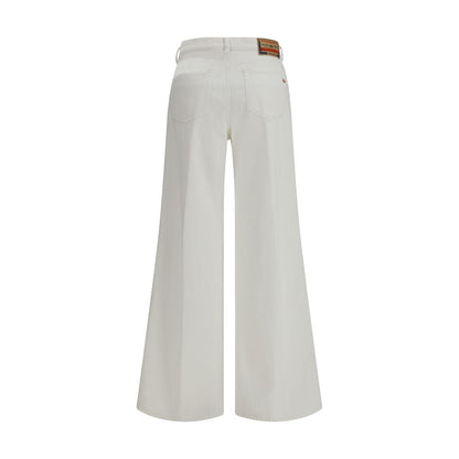 Diesel White Cotton Flared Jeans