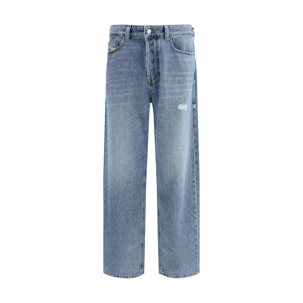 Diesel Blue Cotton Relaxed Fit Jeans