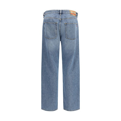 Diesel Blue Cotton Relaxed Fit Jeans