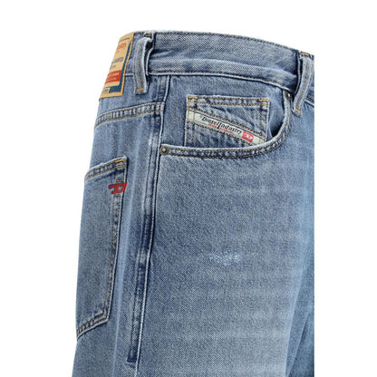 Diesel Blue Cotton Relaxed Fit Jeans