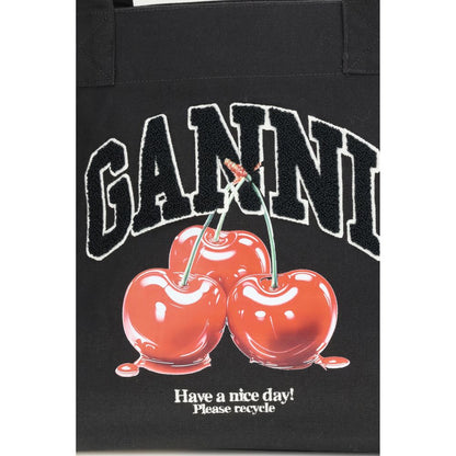 Ganni Black Recycled Cotton Shoulder Bag