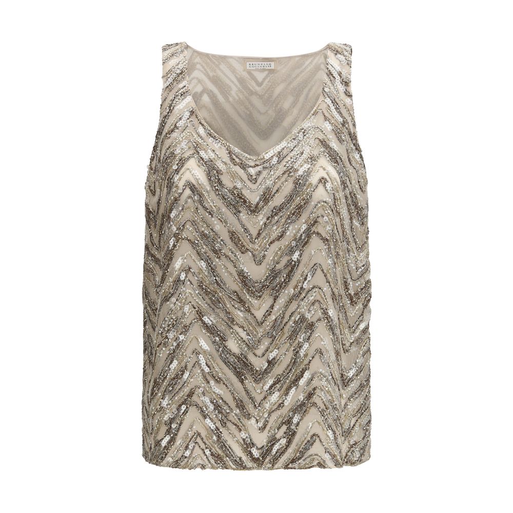 Brunello Cucinelli Beige Silk Blouse