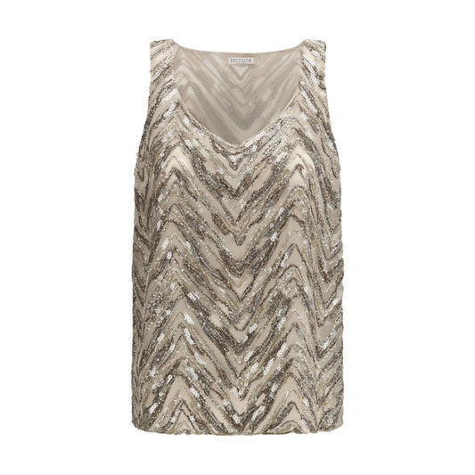 Brunello Cucinelli Beige Silk Blouse