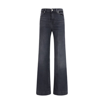 7FOR Black Cotton Flared Jeans
