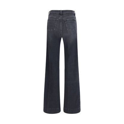 7FOR Black Cotton Flared Jeans