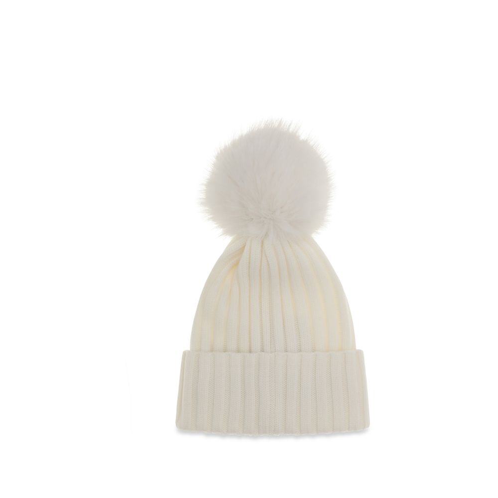 Moncler White Fleece Wool Beanie