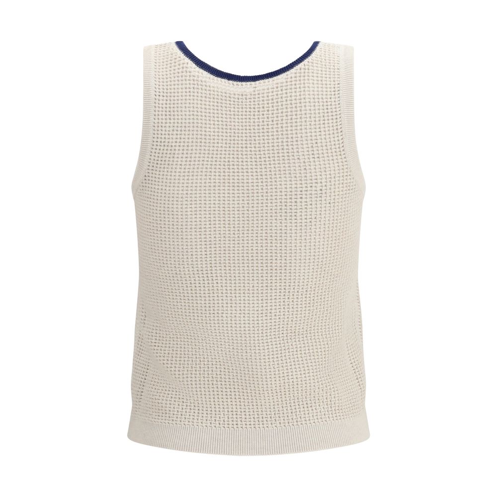 Brunello Cucinelli Beige Cotton Sleeveles T-Shirt