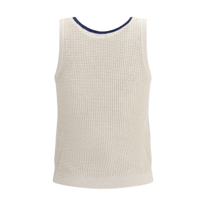 Brunello Cucinelli Beige Cotton Sleeveles T-Shirt