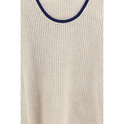 Brunello Cucinelli Beige Cotton Sleeveles T-Shirt