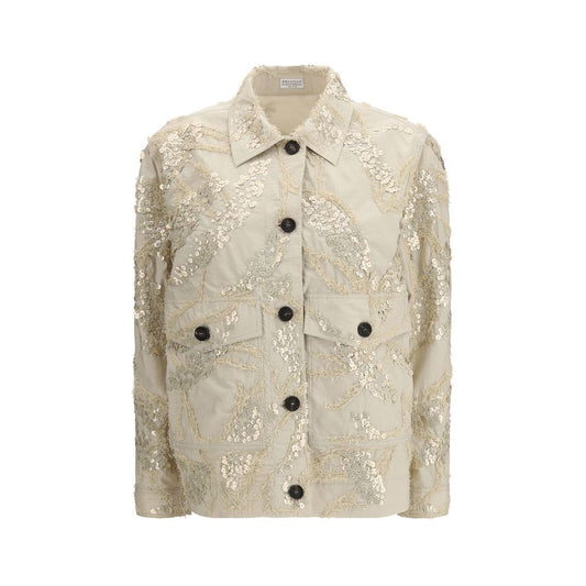 Brunello Cucinelli Beige Cotton Full-Length Jacket