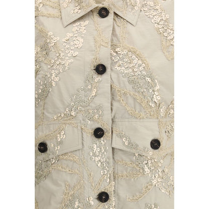 Brunello Cucinelli Beige Cotton Full-Length Jacket