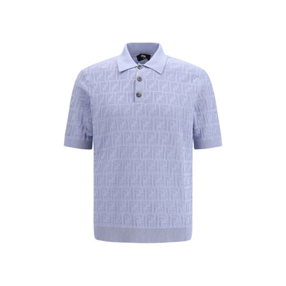 Fendi Blue Cotton Polo Shirt