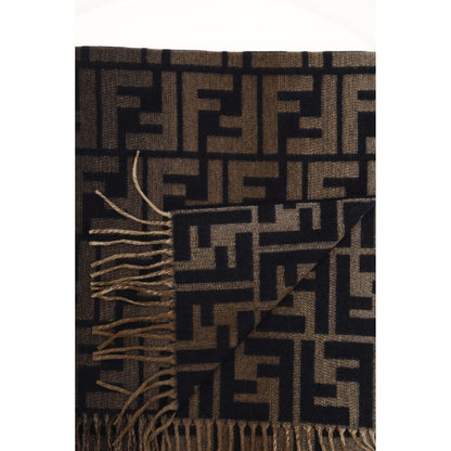 Fendi Brown Fleece Wool Scarf