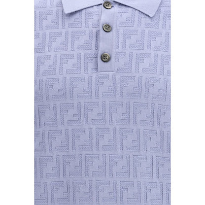 Fendi Blue Cotton Polo Shirt