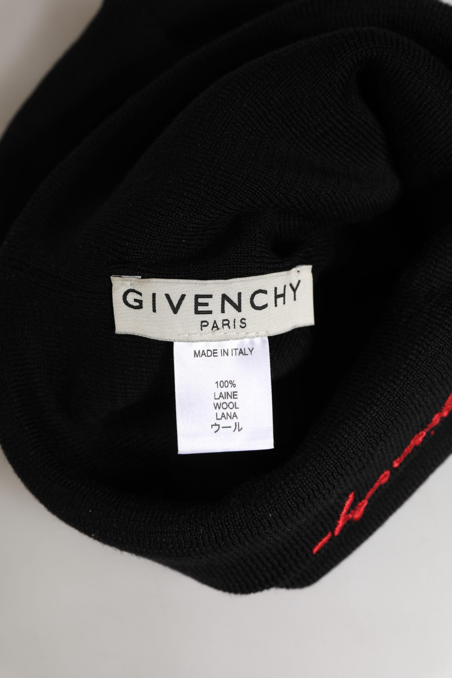 Givenchy Men Black 100% Wool Winter Warmer Beanie Capello Hat