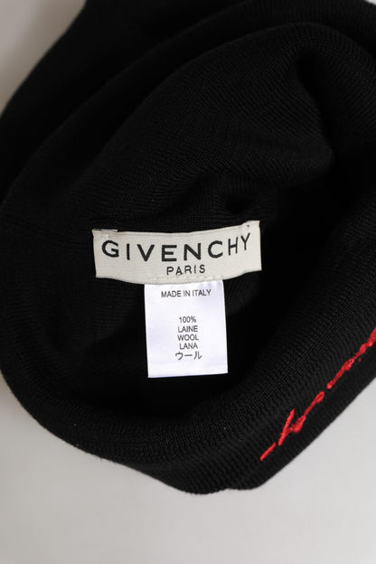 Givenchy Men Black 100% Wool Winter Warmer Beanie Capello Hat