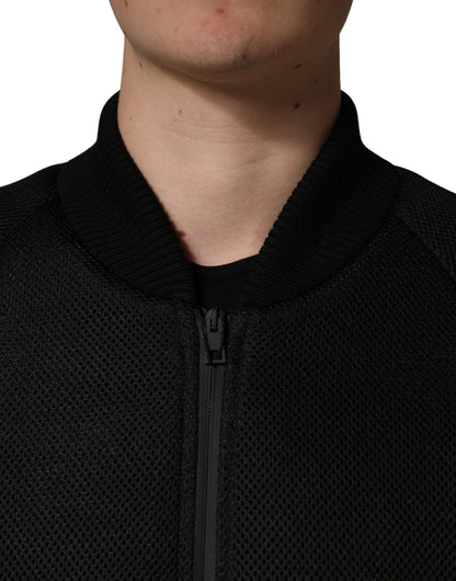 Dolce & Gabbana Men Black Nylon Full Zip Bomber Jacket