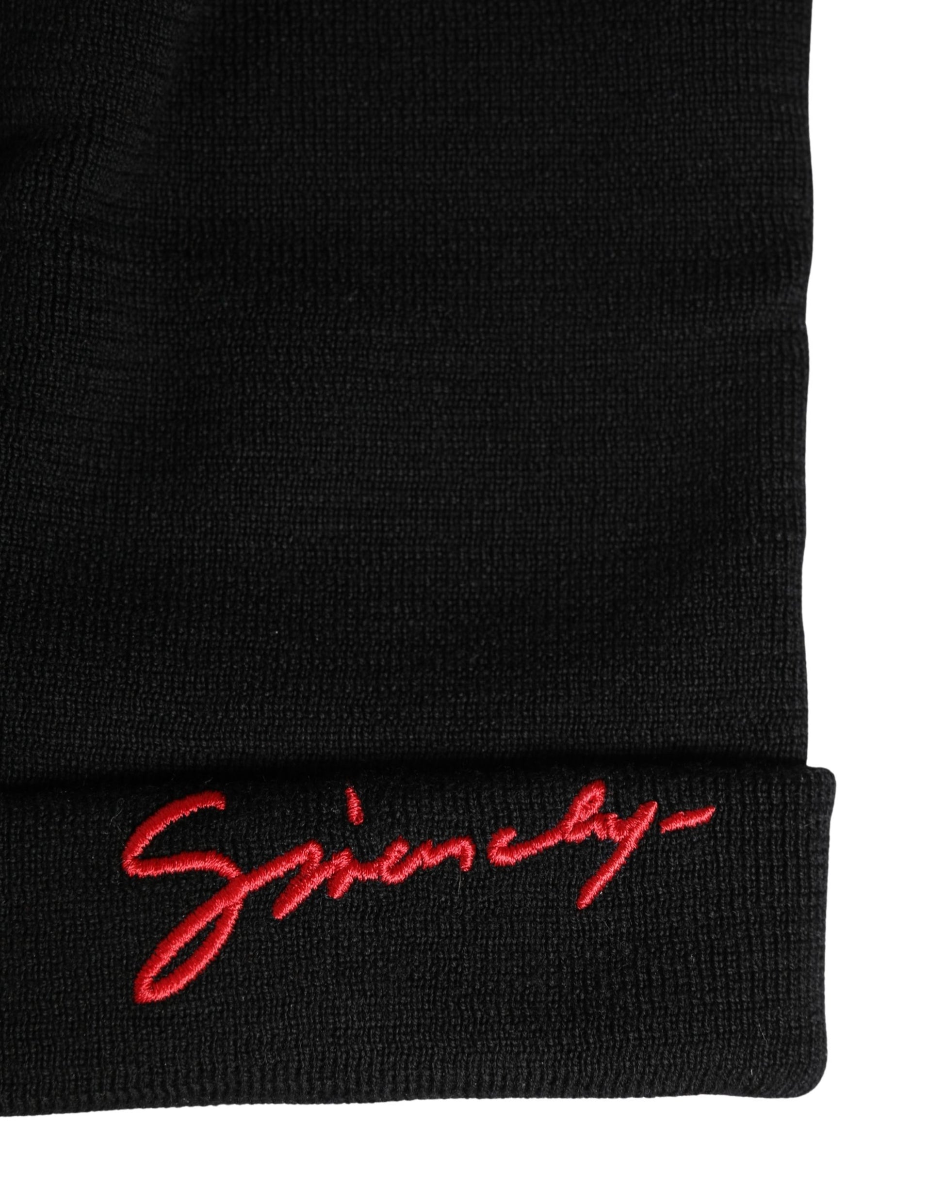Givenchy Men Black 100% Wool Winter Warmer Beanie Capello Hat