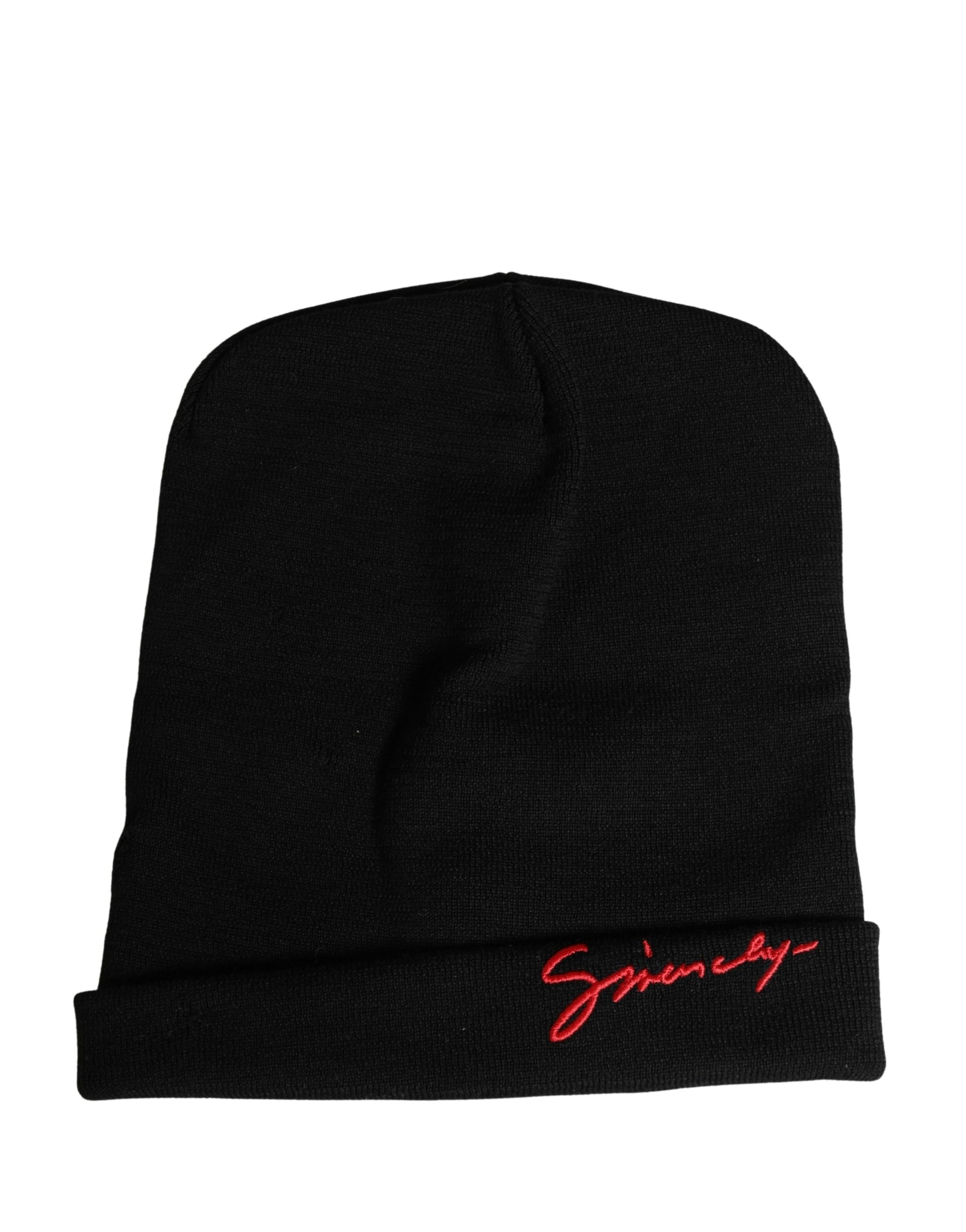 Givenchy Men Black 100% Wool Winter Warmer Beanie Capello Hat