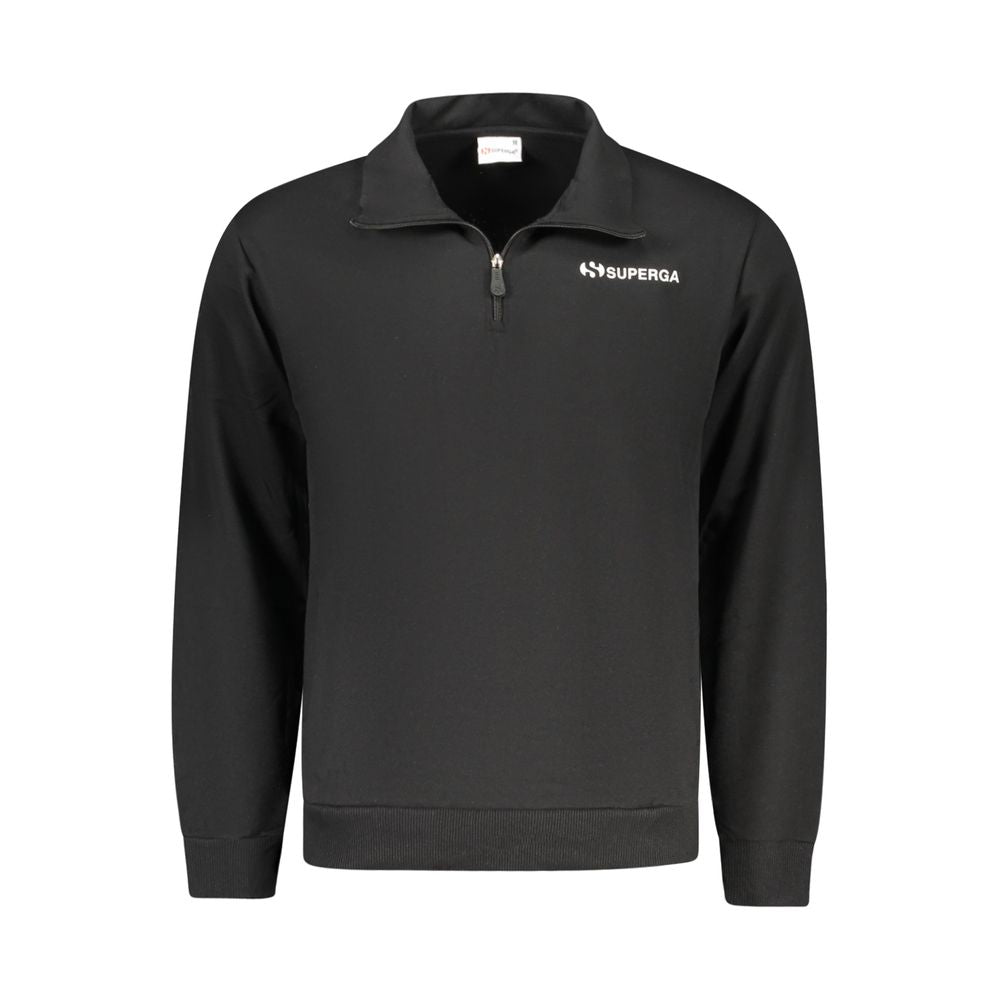 Superga "Black Cotton Men's Sweatshirt with Half Zip and Pockets"