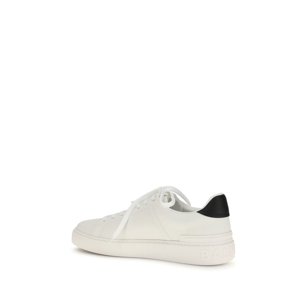 Balmain White Calf Leather Bos Taurus Low Top Sneakers