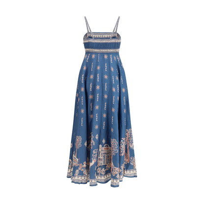 Alemais Blue Linen Casual Dress