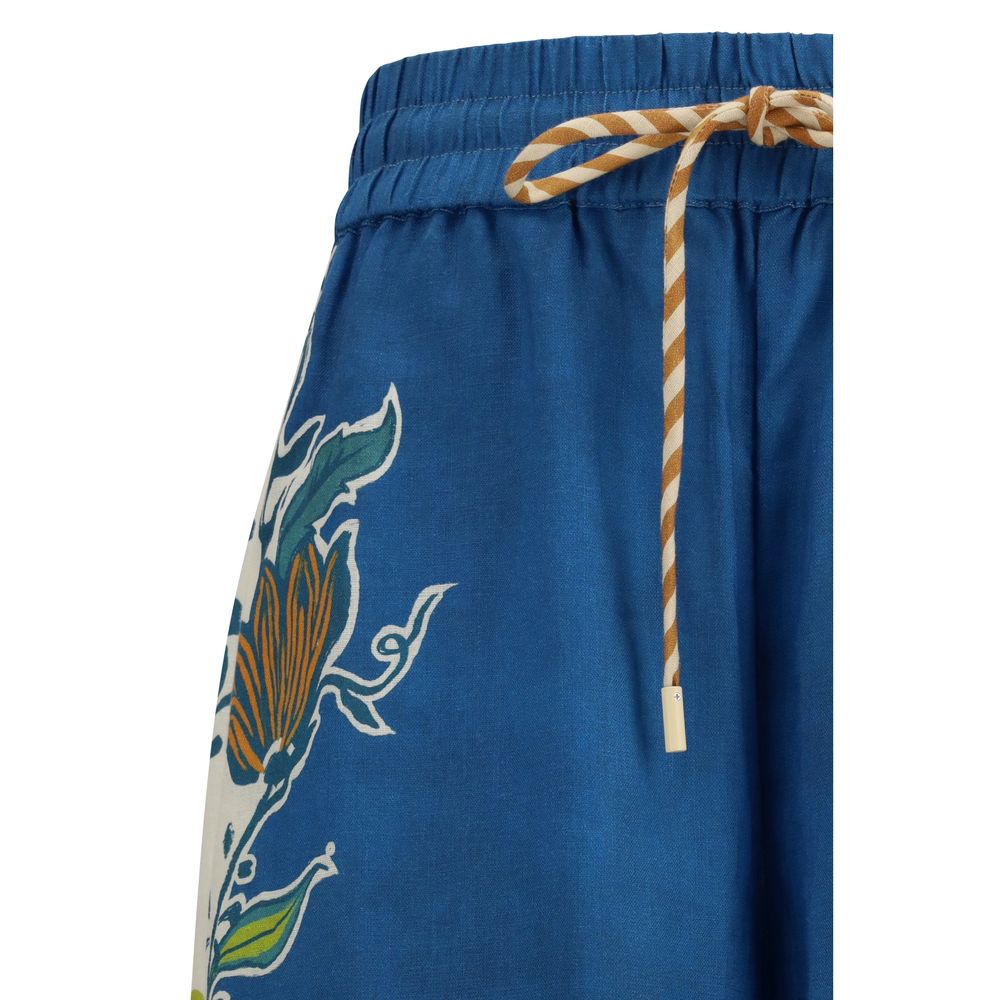 Alemais Blue Linen Casual Pants