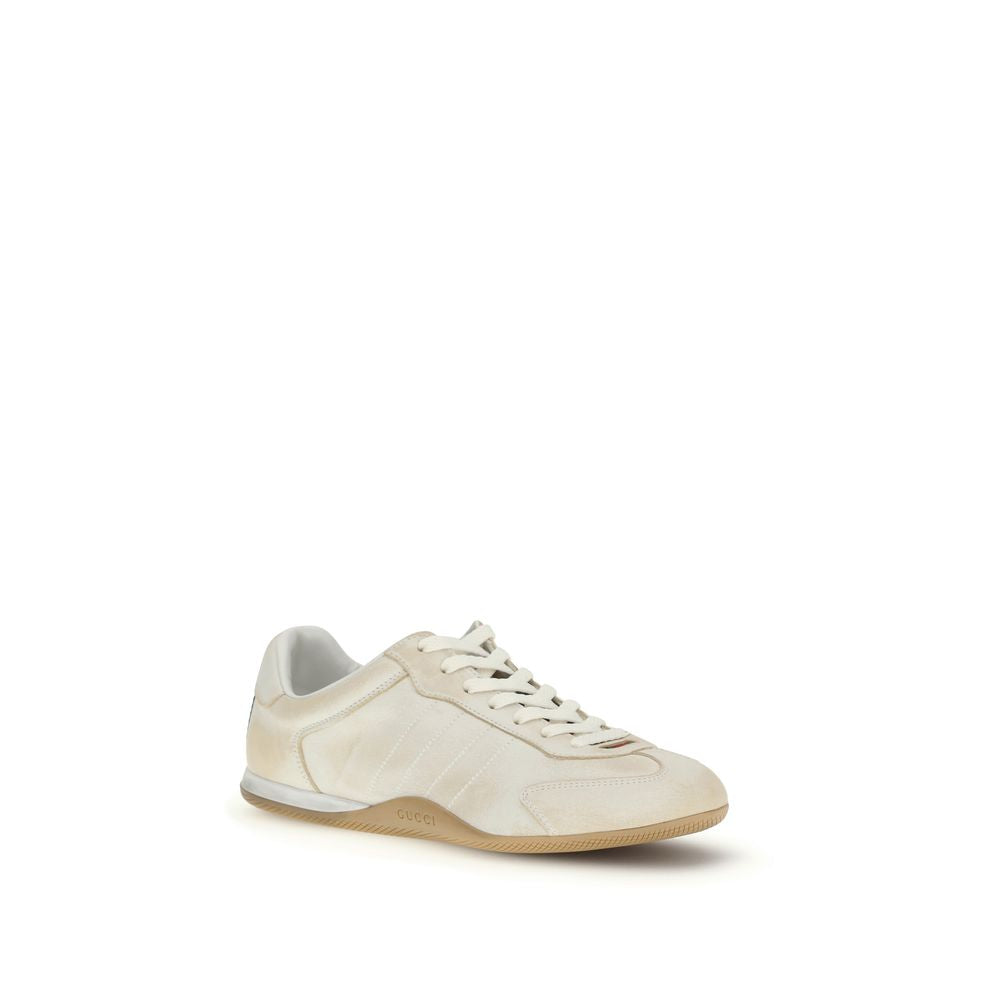 Gucci White Calf Leather Bos Taurus Low Top Sneakers