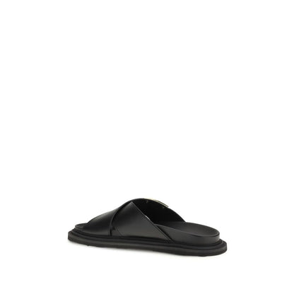 Moschino Black Calf Leather Bos Taurus Sandals