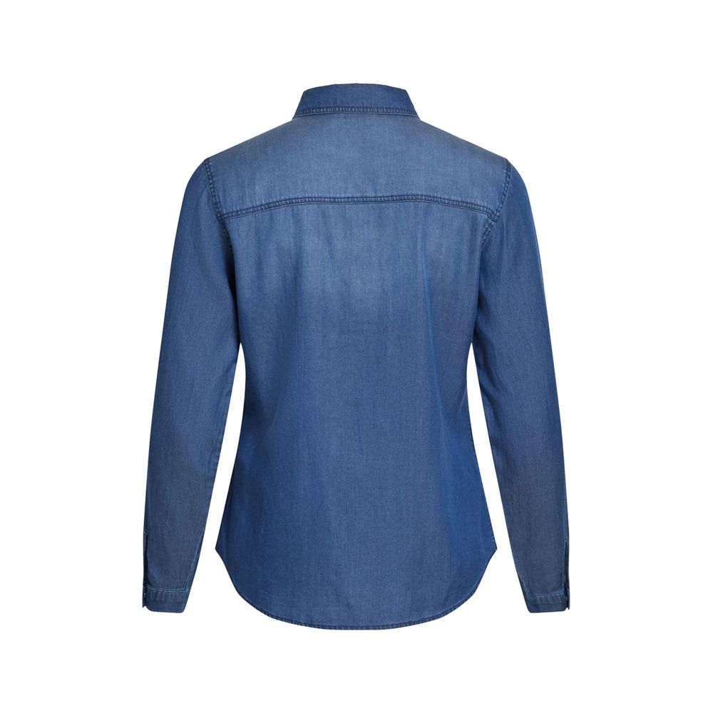 Vila Clothes Blue Cotton Blouse