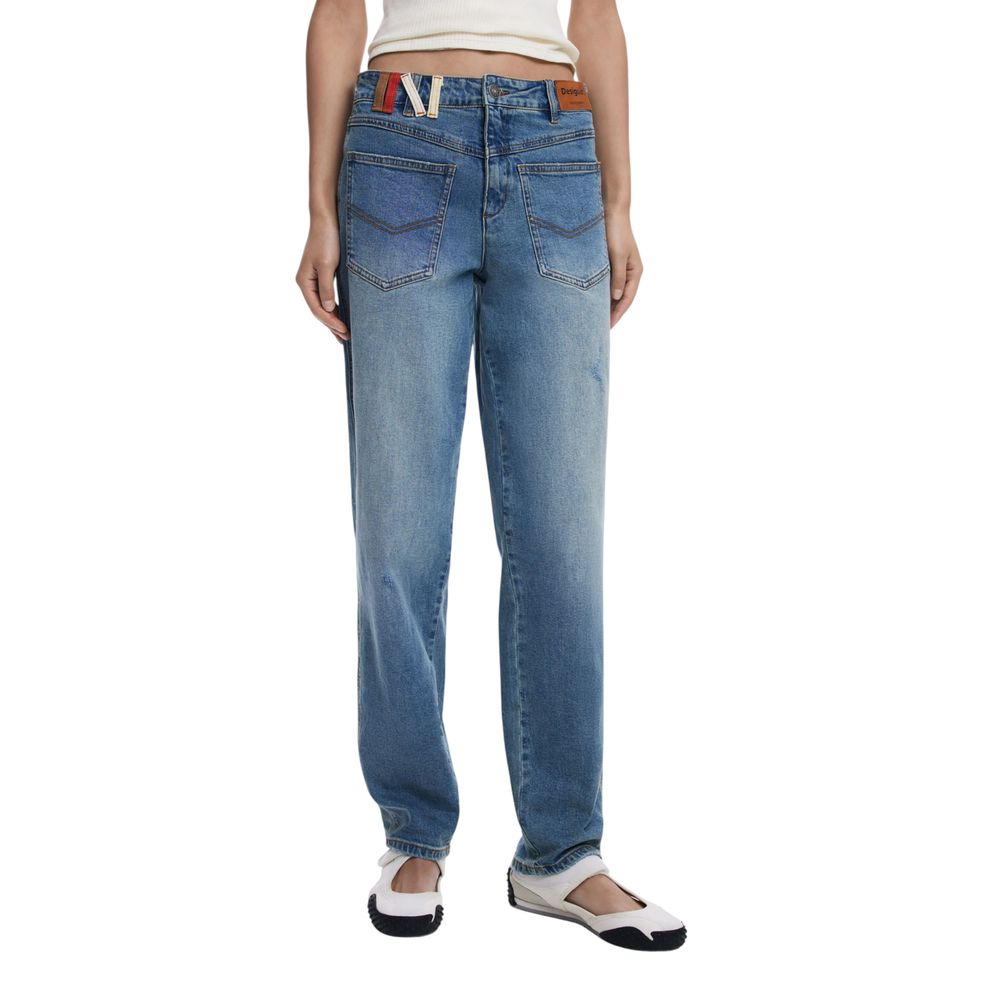 Desigual Blue Cotton Boyfriend Jeans