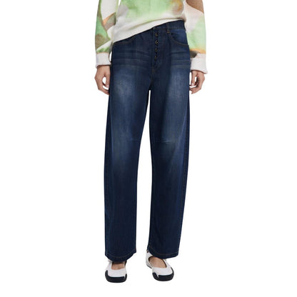 Desigual Blue Cotton Relaxed Fit Jeans