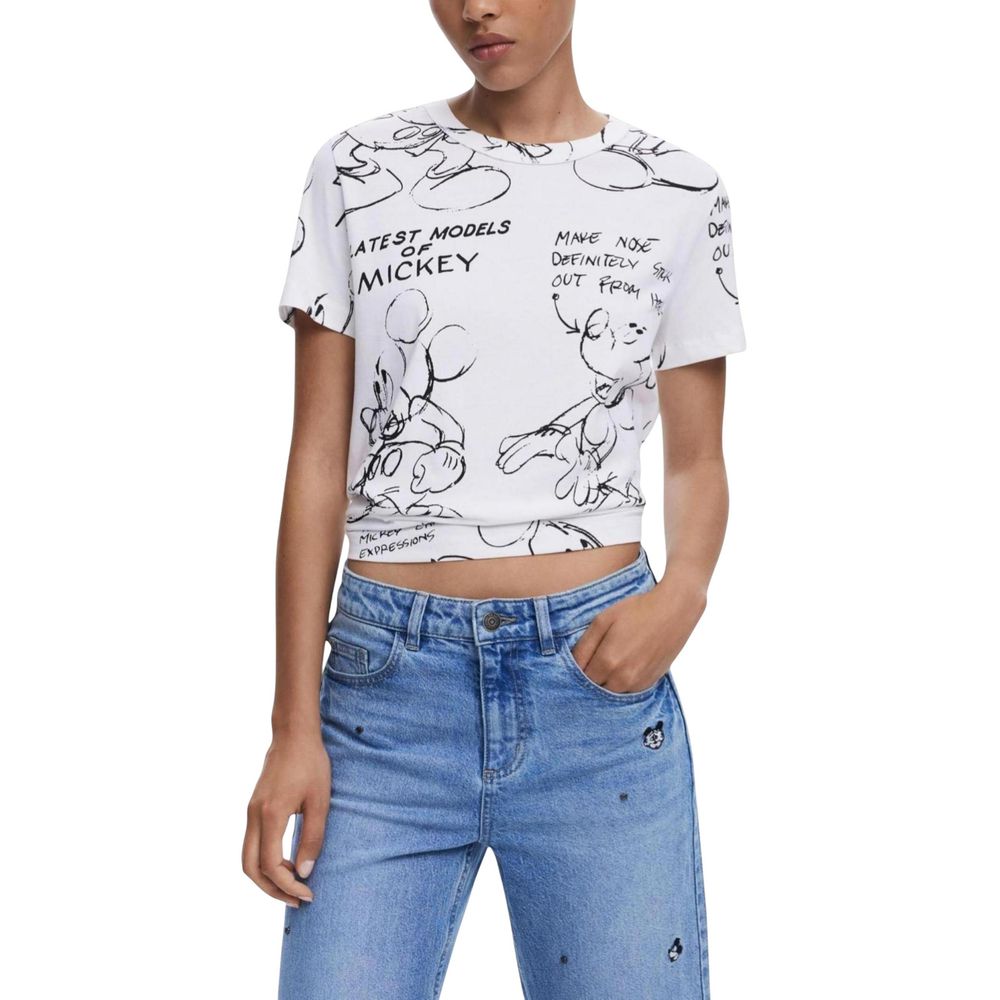 Desigual White Cotton T-Shirt