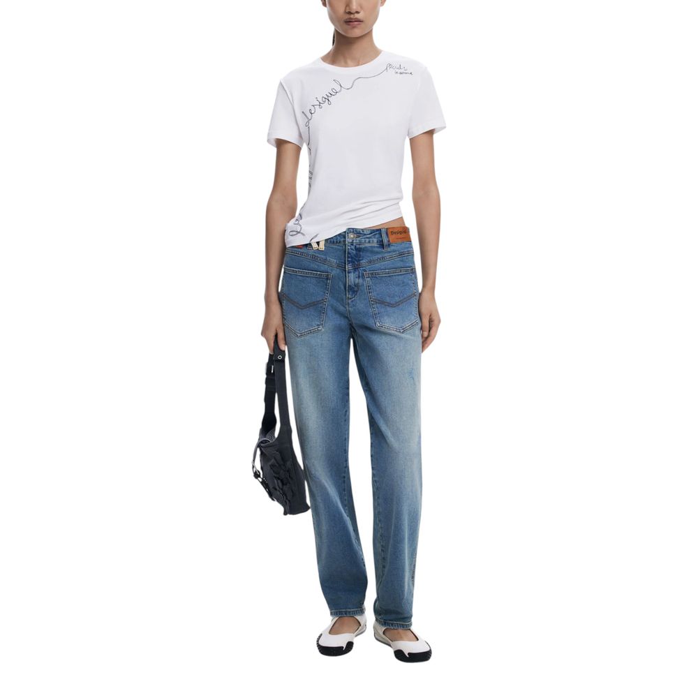 Desigual White Cotton T-Shirt