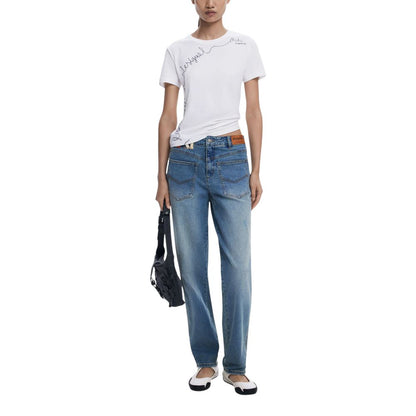 Desigual White Cotton T-Shirt