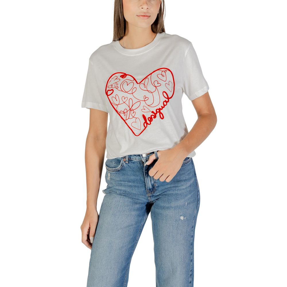 Desigual White Cotton T-Shirt