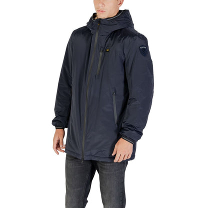 Blauer Blue Polyester Trench Coat