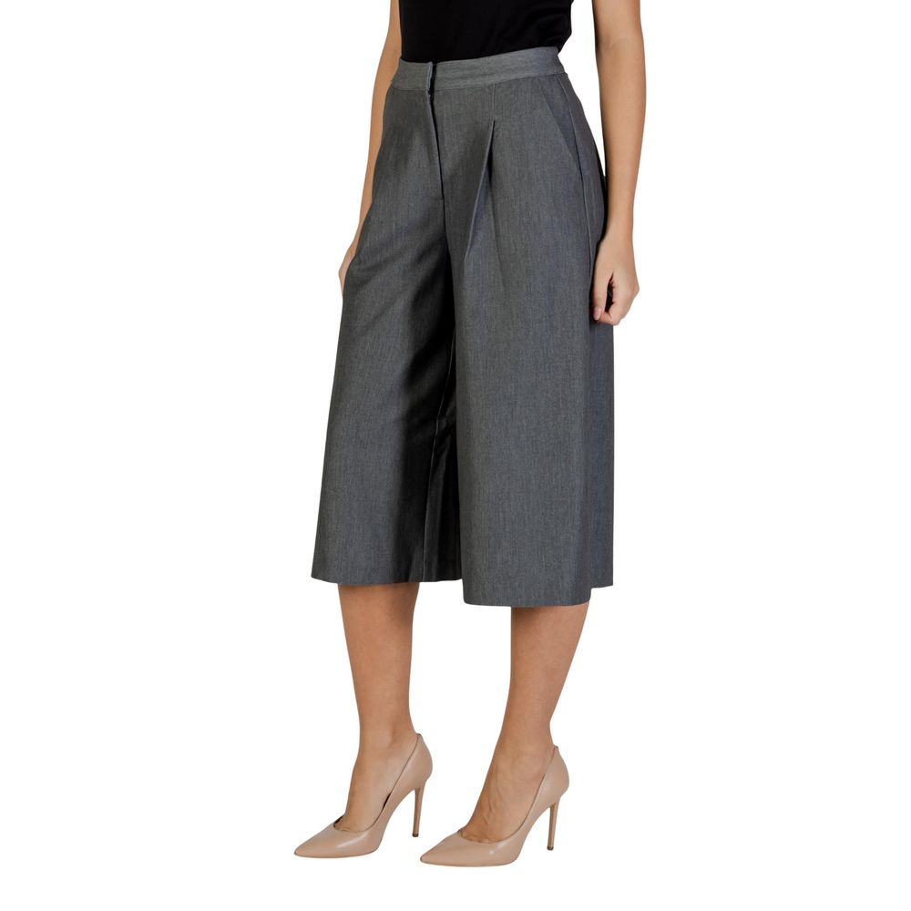 ICHI Gray Polyester Cropped Pants
